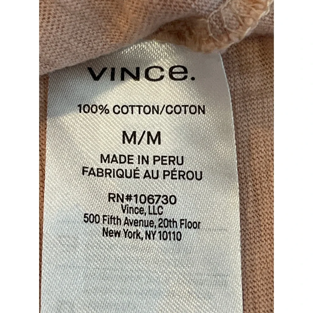 Vince Mens Slub Cotton Polo Shirt Peach Pink Medium Minimalist‎ Luxe